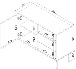 Cama MEBLE Komoda 1D2S TRESSE 100x40x75 kaszmir mat