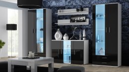 Cama MEBLE Komoda 120cm SOHO S7 biały/ czarny połysk