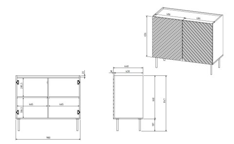 Komoda 2D ONDA 98x45x85 czarny Komoda 2D ONDA 98x45x85 czarny