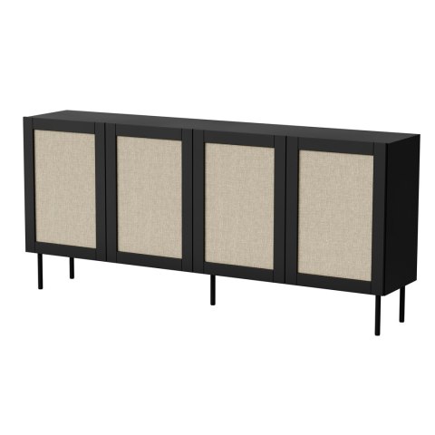 Komoda JUTA 4D 202x39,5x85 czarny + linol calabria Komoda JUTA 4D 202x39,5x85 czarny + linol calabria