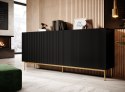 Cama MEBLE Komoda PAFOS na złotym stelażu ze stali 200x40x102 czarny mat