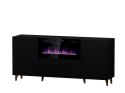 Cama MEBLE Komoda PAFOS z kominkiem elektrycznym 180x42x82 czarny mat