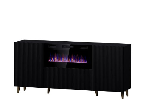 Komoda PAFOS z kominkiem elektrycznym 180x42x82 czarny mat Komoda PAFOS z kominkiem elektrycznym 180x42x82 czarny mat