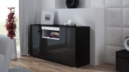 Cama MEBLE Komoda VIVA 150 czarny/ czarny połysk+ biały