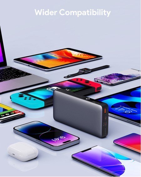 AUKEY POWERBANK 20000MAH, 2X USB-C PD 65W, USB-A 18W, SZARY AUKEY POWERBANK 20000MAH, 2X USB-C PD 65W, USB-A 18W, SZARY