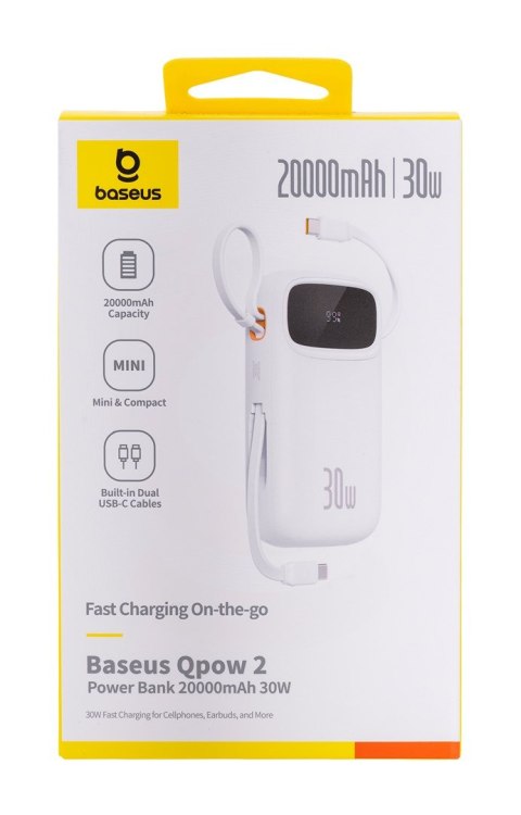 BASEUS POWERBANK QPOW2 20000MAH 30W (BIAŁY) BASEUS POWERBANK QPOW2 20000MAH 30W (BIAŁY)