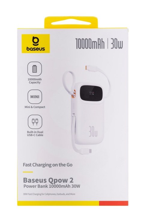 Powerbank Baseus QPow 2 10000mAh 30W 2xUSB-C (biały) Powerbank Baseus QPow 2 10000mAh 30W 2xUSB-C (biały)