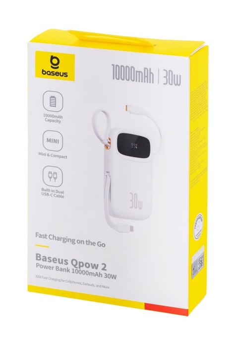 Powerbank Baseus QPow 2 10000mAh 30W 2xUSB-C (biały) Powerbank Baseus QPow 2 10000mAh 30W 2xUSB-C (biały)