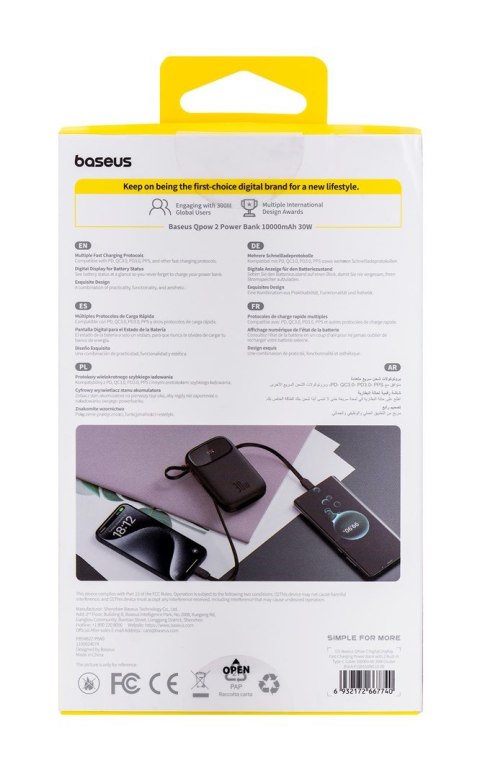 Powerbank Baseus Qpow 2 10000mAh 30W 2xUSB-C (czarny) Powerbank Baseus Qpow 2 10000mAh 30W 2xUSB-C (czarny)