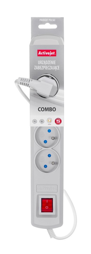 Listwa przeciwprzepięciowa Activejet 5gn/3m/cz (10A; 2300W) 3m; kolor szary Listwa przeciwprzepięciowa Activejet 5gn/3m/cz (10A; 2300W) 3m; kolor szary