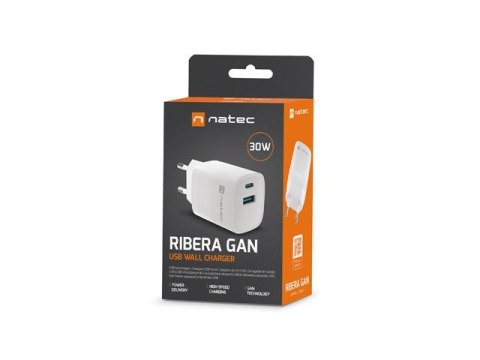 NATEC ŁADOWARKA RIBERA GAN 1X USB-A + 1X USB-C 30W BIAŁA NUC-2140 NATEC ŁADOWARKA RIBERA GAN 1X USB-A + 1X USB-C 30W BIAŁA NUC-2140