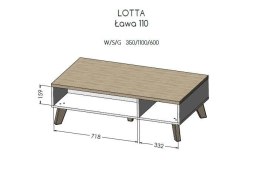Cama MEBLE Ława LOTTA 110 wotan + czarny mat