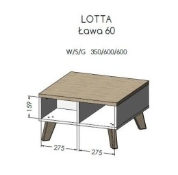 Cama MEBLE Ława LOTTA 60 wotan + czarny mat