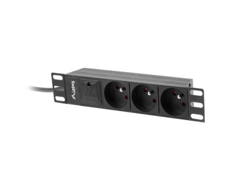 Listwa RACK Lanberg PDU-03E-0200-BK (3 x Typ E; 16 A (3680 W); 2m; kolor czarny) Listwa RACK Lanberg PDU-03E-0200-BK (3 x Typ E; 16 A (3680 W); 2m; kolor czarny)