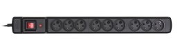 Activejet Listwa przeciwprzepięciowa Activejet COMBO 9gn/3m/cz (10A; 2300W) 3m; kolor czarny