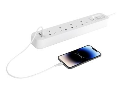Listwa zasilająca Belkin Power Surge 4-PORT + 1xUSB-A +1xUSB-C 2.4A PD 525J 2m White Schuko Listwa zasilająca Belkin Power Surge 4-PORT + 1xUSB-A +1xUSB-C 2.4A PD 525J 2m White Schuko