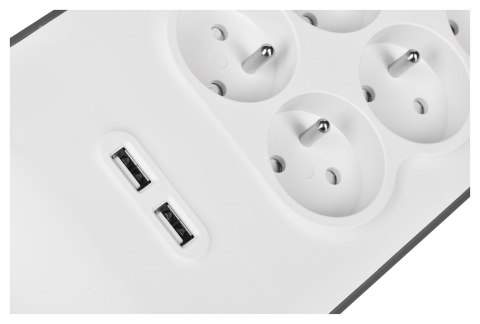 Listwa zasilająca Belkin Power Surge 6-PORT + 2xUSB-A 2.4A 650J 2m Grey/White Listwa zasilająca Belkin Power Surge 6-PORT + 2xUSB-A 2.4A 650J 2m Grey/White