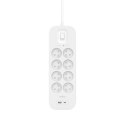 Belkin Listwa zasilająca Belkin Power Surge 8-PORT + 1xUSB-A +1xUSB-C 2.4A PD 900J 2m White Belkin Listwa zasilająca Belkin Power Surge 8-PORT + 1xUSB-A +1xUSB-C 2.4A PD 900J 2m White