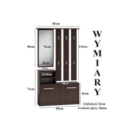 TOP E SHOP GARDEROBA-SZAFKA, LUSTRO, WIESZAK / CZARNY GC1