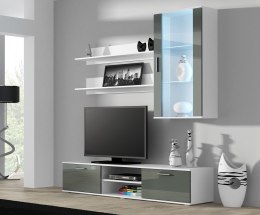 Cama MEBLE Zestaw SOHO 5 (RTV180 + Wit.Wisz + Półki) BI/SZ POŁ