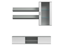 Cama MEBLE Zestaw SOHO 5 (RTV180 + Wit.Wisz + Półki) SZ/BI POŁ