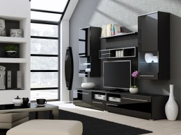 Cama MEBLE Meblościanka LUNA 260/44/190 czarny/ czarny połysk