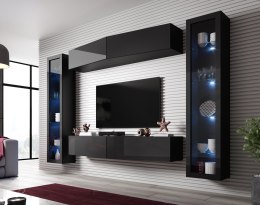 Cama MEBLE Zestaw VIGO SLANT 8 czarny/czarny połysk