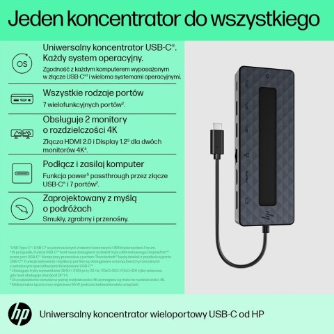 Stacja dokująca HP USB-C Universal Multiport Hub czarna 50H98AA Stacja dokująca HP USB-C Universal Multiport Hub czarna 50H98AA