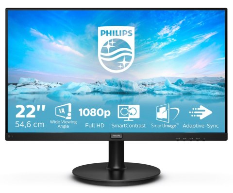 Monitor Philips 221V8A/00 (21,5"; VA; FullHD 1920x1080; HDMI, VGA; kolor czarny) Monitor Philips 221V8A/00 (21,5"; VA; FullHD 1920x1080; HDMI, VGA; kolor czarny)