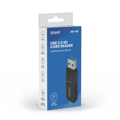 SAVIO CZYTNIK KART SD, USB 3.0 AK-64 SAVIO CZYTNIK KART SD, USB 3.0 AK-64