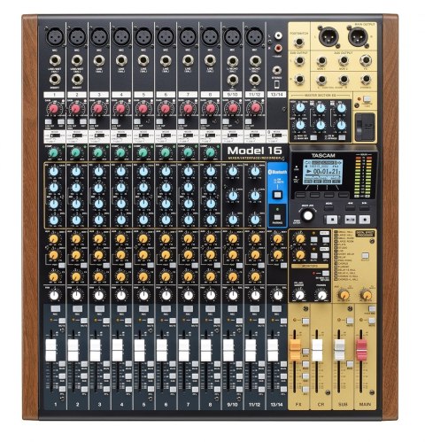 Tascam Model 16 - 14-kanałowy mikser analogowy z 16-ścieżkowym, cyfrowym rejestratorem Tascam Model 16 - 14-kanałowy mikser analogowy z 16-ścieżkowym, cyfrowym rejestratorem