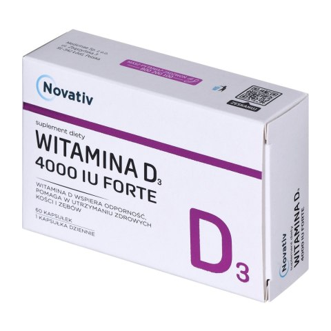 Novativ Witamina D3 Forte 4000 IU Forte 60 kaps. Novativ Witamina D3 Forte 4000 IU Forte 60 kaps.