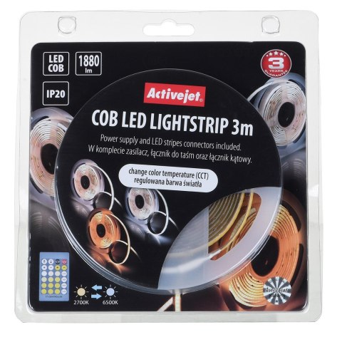 Taśma LED COB CCT 3m z zasilaczen + pilot IP20 Taśma LED COB CCT 3m z zasilaczen + pilot IP20