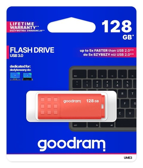 GOODRAM FLASHDRIVE 128GB UME3 USB 3.0 ORANGE GOODRAM FLASHDRIVE 128GB UME3 USB 3.0 ORANGE