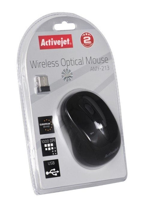 Activejet AMY-213 Mysz bezprzewodowa USB (optyczna; 1600 DPI; kolor czarny) Activejet AMY-213 Mysz bezprzewodowa USB (optyczna; 1600 DPI; kolor czarny)