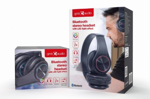 GEMBIRD SŁUCHAWKI STEREOFONICZNE LED BLUETOOTH CZARNE + MIKROFON + REGULACJA GEMBIRD SŁUCHAWKI STEREOFONICZNE LED BLUETOOTH CZARNE + MIKROFON + REGULACJA