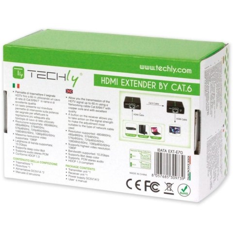TECHLY EXTENDER HDMI HD 3D PO RJ45 DO 60M IDATA EXT-E70 TECHLY EXTENDER HDMI HD 3D PO RJ45 DO 60M IDATA EXT-E70