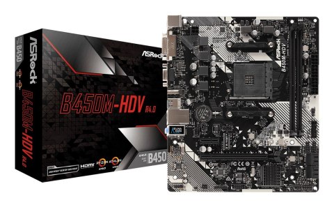 Płyta główna Asrock B450M-HDV R4.0 (AM4; 2x DDR4 DIMM; Micro ATX) Płyta główna Asrock B450M-HDV R4.0 (AM4; 2x DDR4 DIMM; Micro ATX)