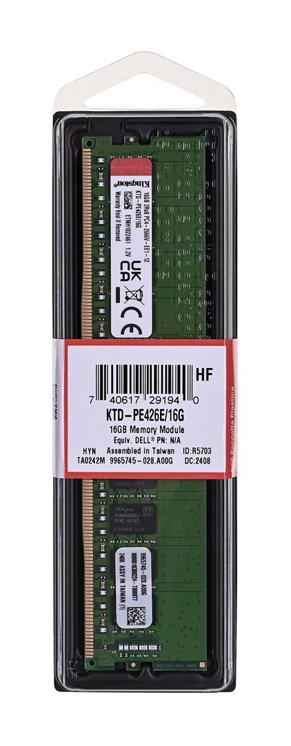 Pamięć Kingston dedykowana do Dell 16GB DDR4-2666Mhz ECC Module Pamięć Kingston dedykowana do Dell 16GB DDR4-2666Mhz ECC Module