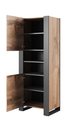Cama MEBLE Regał WOOD 65x40x170 dąb wotan + antracyt
