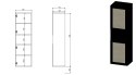 Cama MEBLE Witryna JUTA 50x39,5x190 czarny + linol calabria