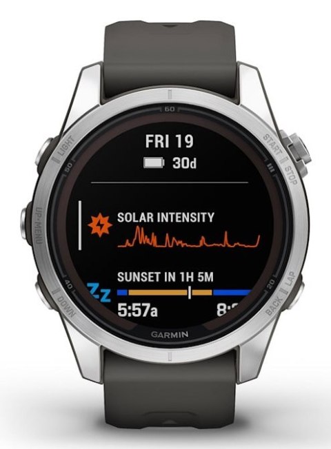 Zegarek sportowy Garmin Fenix 7S Pro Solar Silver SS Grapphite Zegarek sportowy Garmin Fenix 7S Pro Solar Silver SS Grapphite