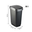 Rotho kosz na śmieci obrotowy TWIST srebrny 50L