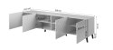 Cama MEBLE Szafka RTV ABETO 200x42x52 biały/biały połysk