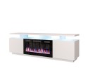 Cama MEBLE Szafka RTV EVA z kominkiem elektrycznym 180x40x52 biały/biały połysk