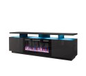 Cama MEBLE Szafka RTV EVA z kominkiem elektrycznym 180x40x52 grafit/grafit połysk