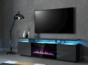 Cama MEBLE Szafka RTV EVA z kominkiem elektrycznym 180x40x52 grafit/grafit połysk