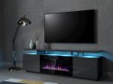 Cama MEBLE Szafka RTV EVA z kominkiem elektrycznym 180x40x52 grafit/grafit połysk