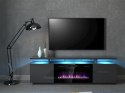 Cama MEBLE Szafka RTV EVA z kominkiem elektrycznym 180x40x52 grafit/grafit połysk