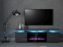Cama MEBLE Szafka RTV EVA z kominkiem elektrycznym 180x40x52 grafit/grafit połysk